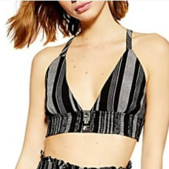 Topshop Monochrome Stripe Bralette - Picture 1 of 7